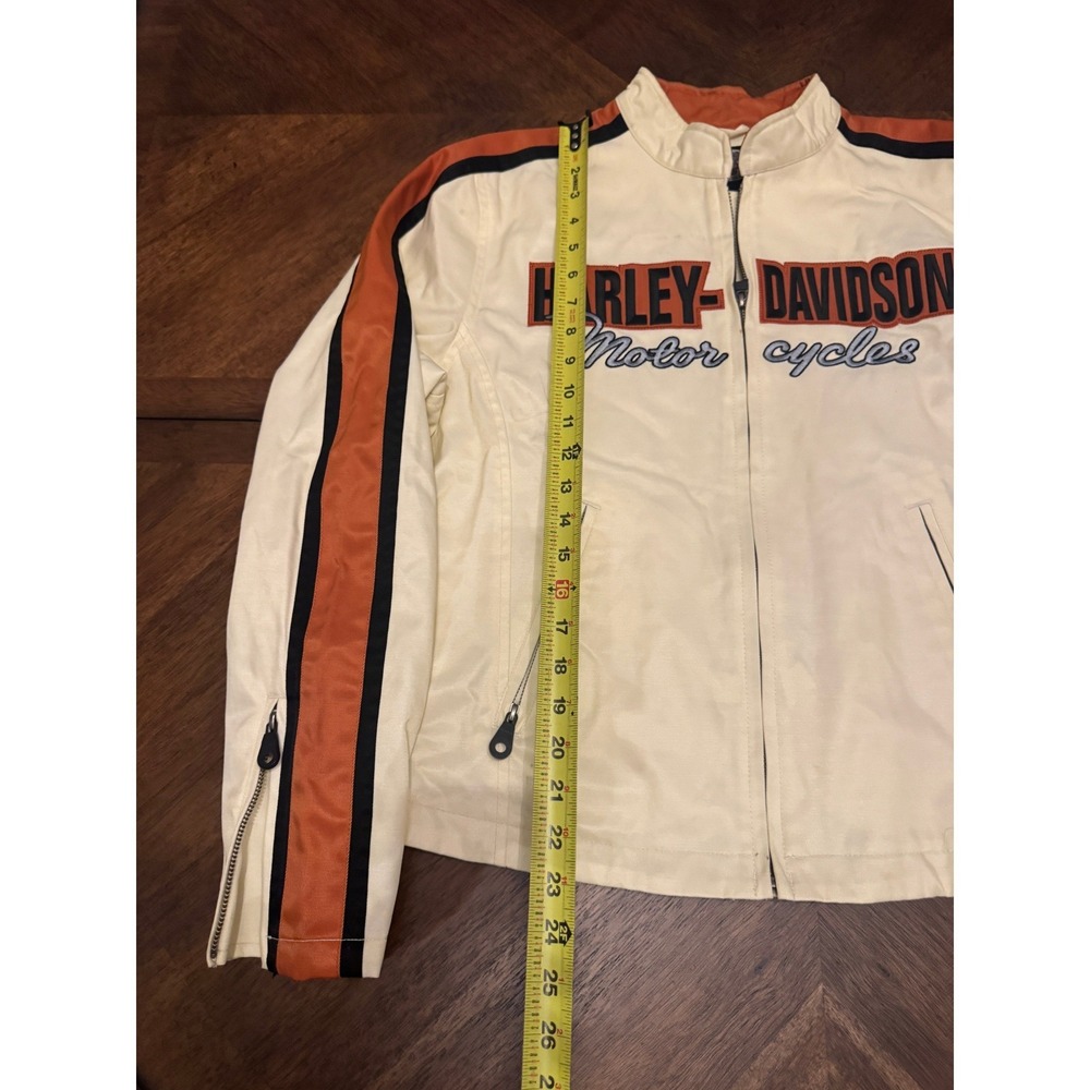 Harley-Davidson Cream and Orange Racing Stripe Motorcycle Jacket - Picture 4 of 5